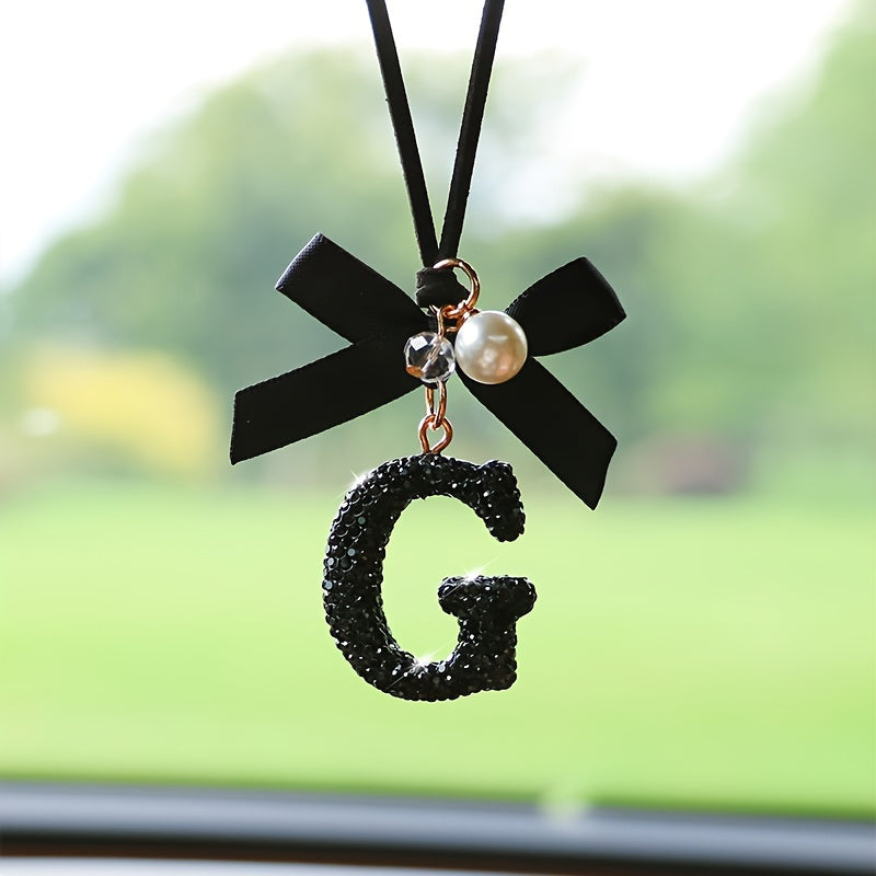 Декоративный кристальный алфавит вешалка с бантом и искусственной жемчужиной