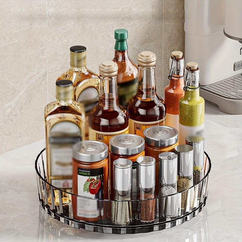 Transparent Plastic Lazy Susan Turntable Organizer for Condiments and Seasonings
