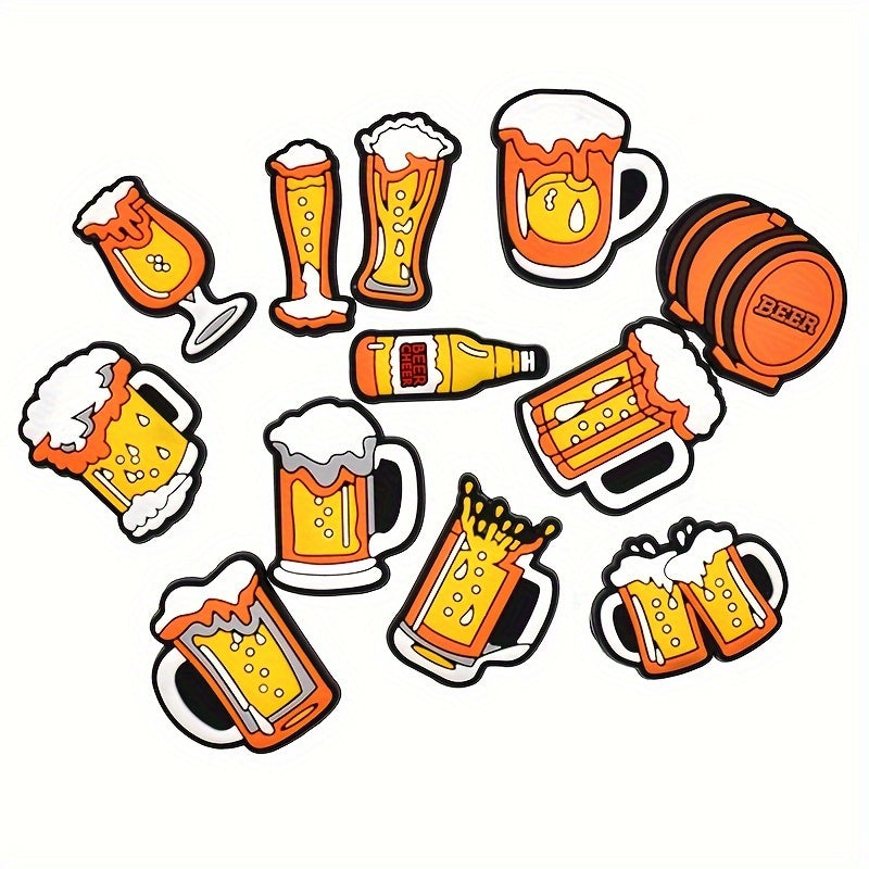 12 Pcs PVC Beer Shoe Charms Wholesale Garden Sandal Shoe Decorations