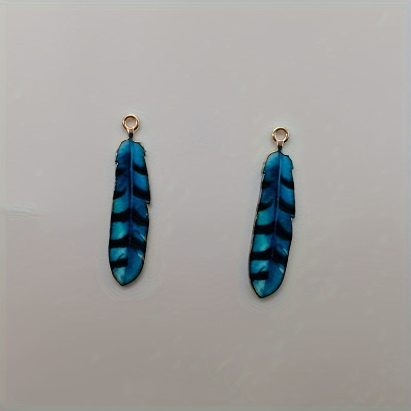 Set of 10 Feather-Shaped Alloy Pendants for Jewelry Making Keychains Necklaces Earrings