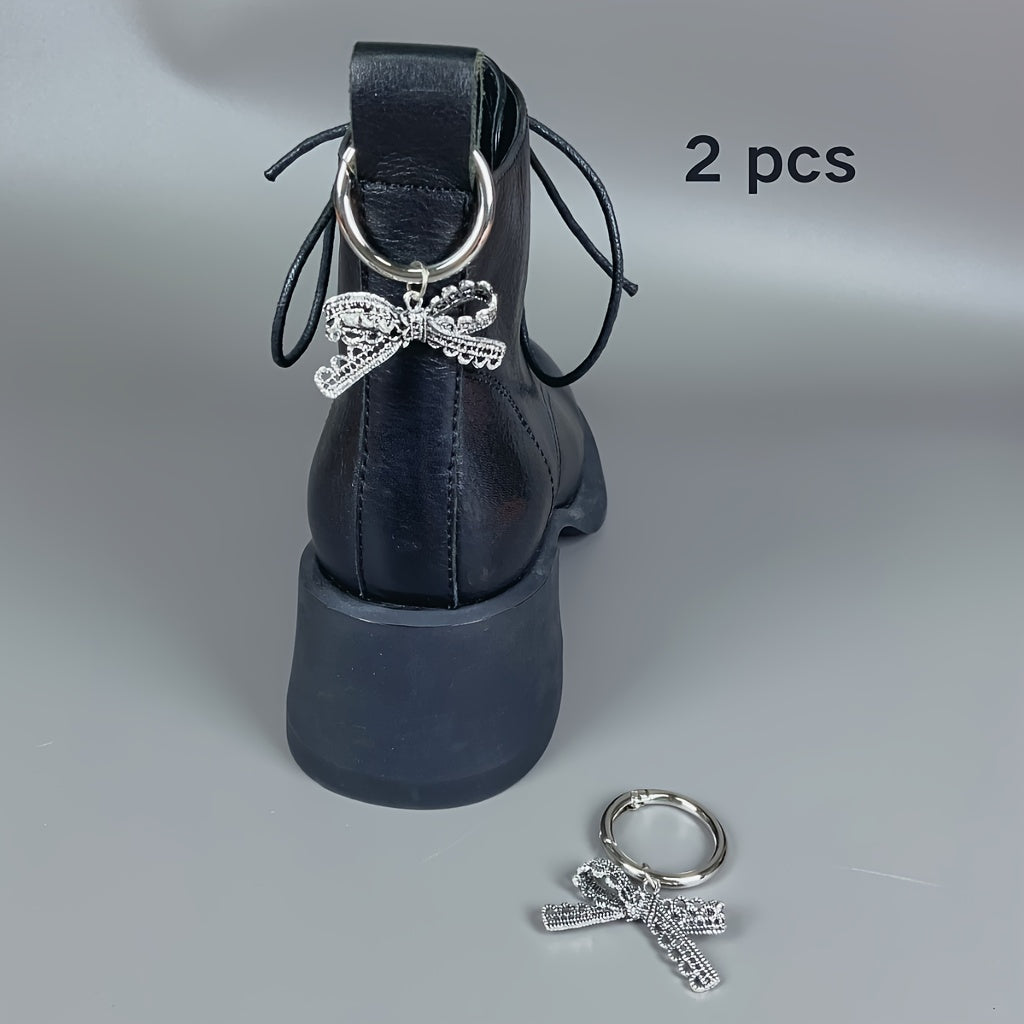 Girls Zinc Alloy Butterfly Bow Shoe Charms, Detachable Heel Decorations
