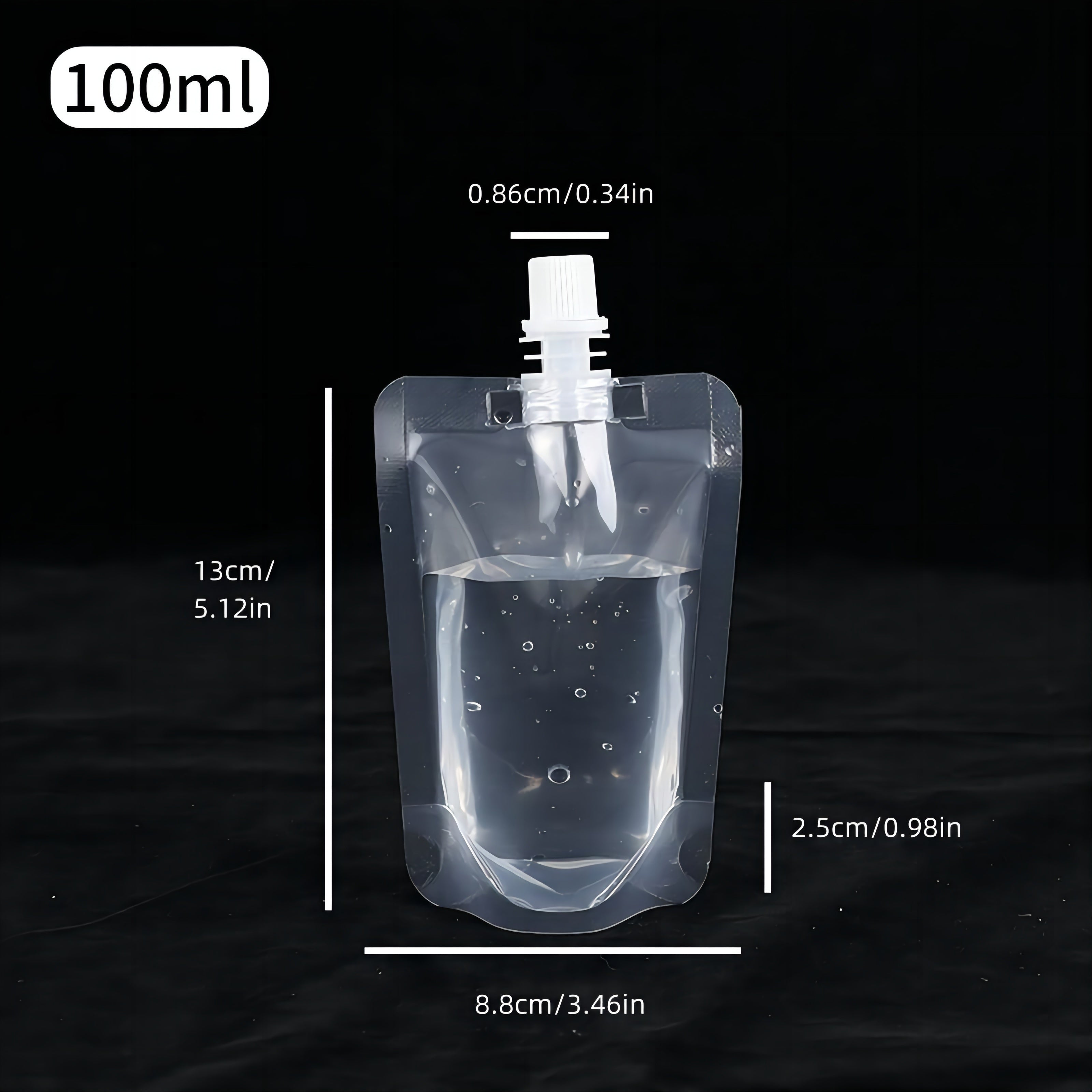 50 Pack Portable Disposable Juice Bags 200ml Transparent Spout Drink Pouches for Hot Cold Beverages