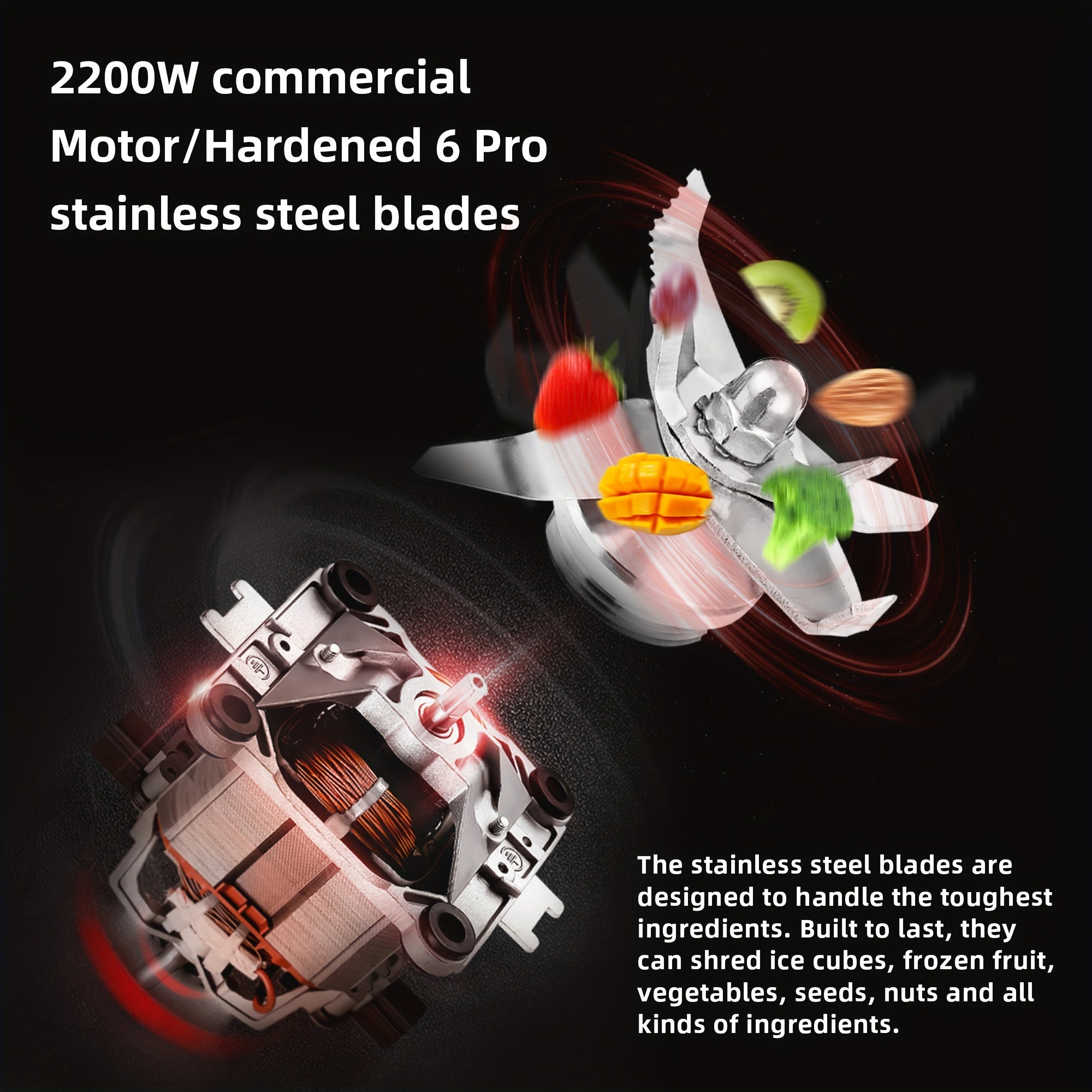 2200W Digital Commercial Blender Juicer Food Processor 2L BPA-Free Easy to Clean