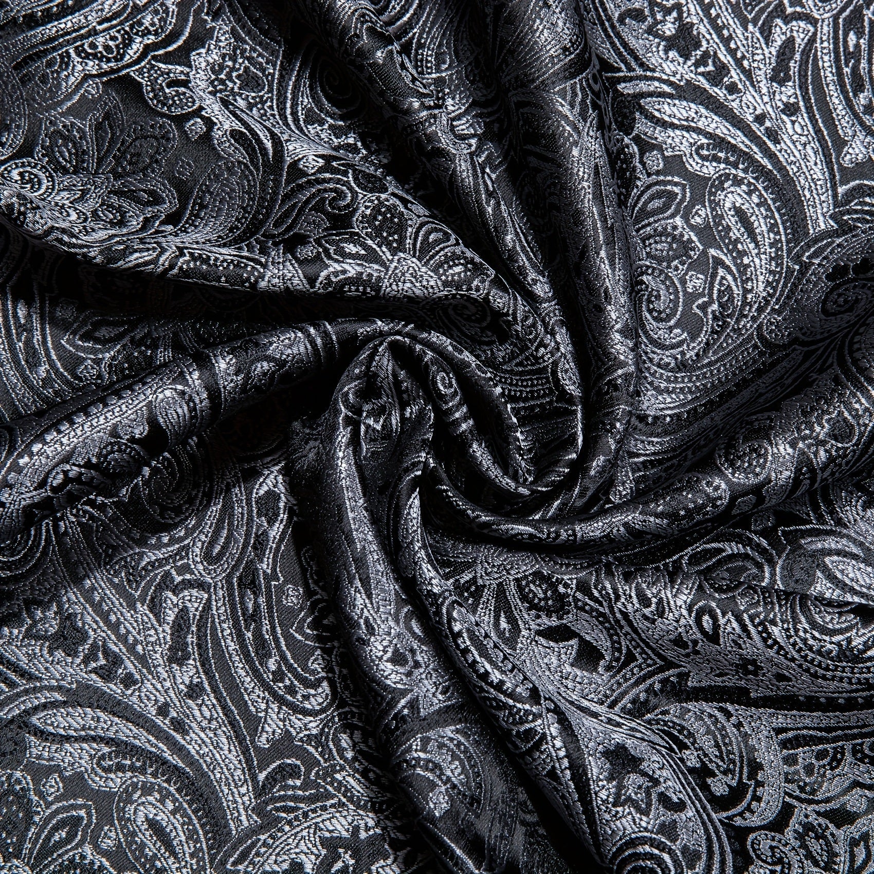 Men's Black Jacquard Paisley Floral Scarf for Autumn Winter