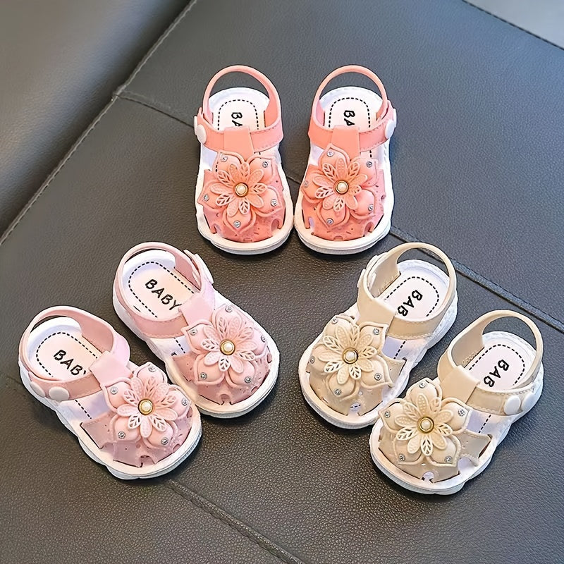 Girls' Summer Princess Sandals with Hollow Design PVC Low Top Toddler Shoes