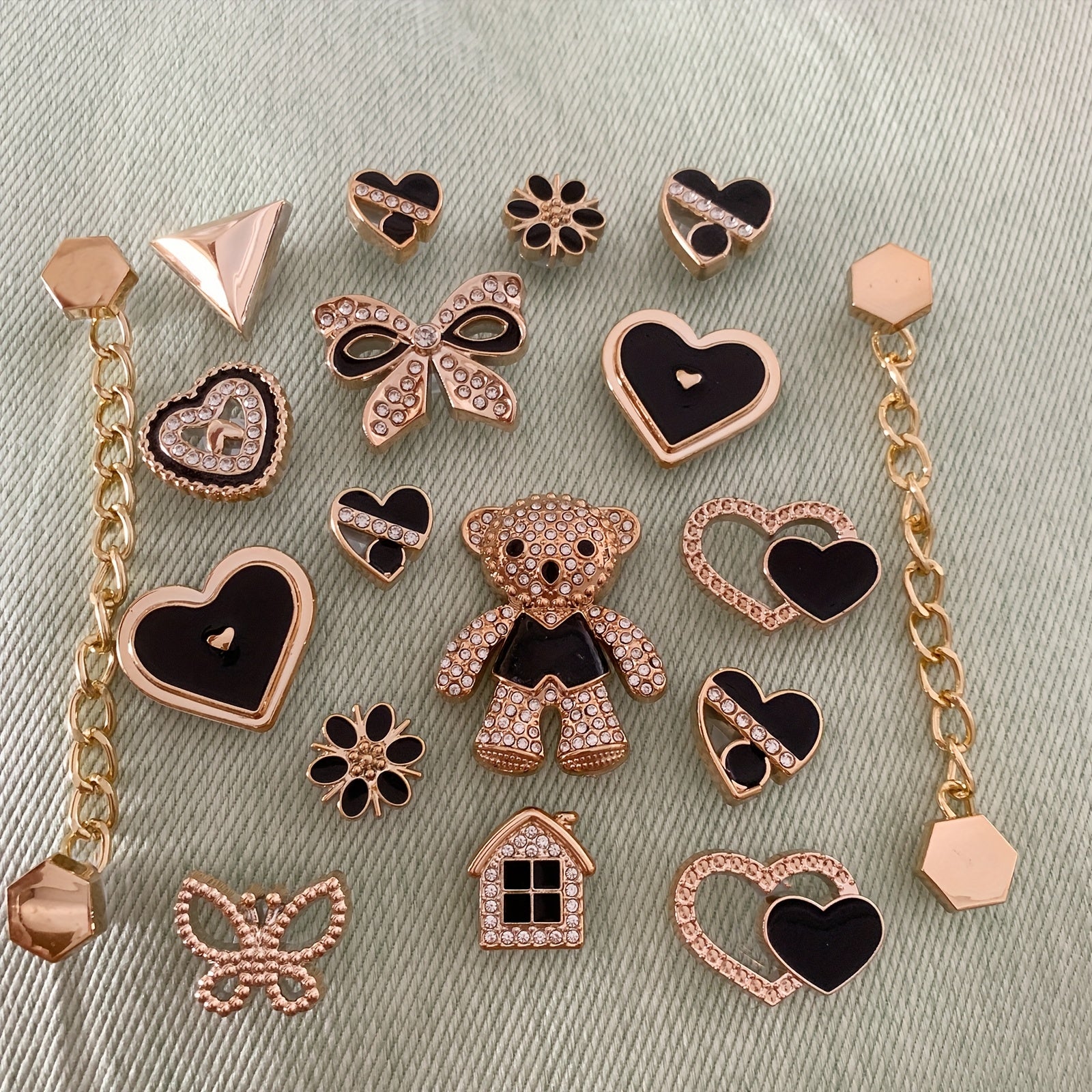 Kids Girls Shoe Charms Set with Bear Bow Hearts Detachable Accessories