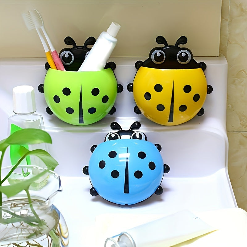 Ladybug Bathroom Toothbrush Holder with Suction Cup for Organization