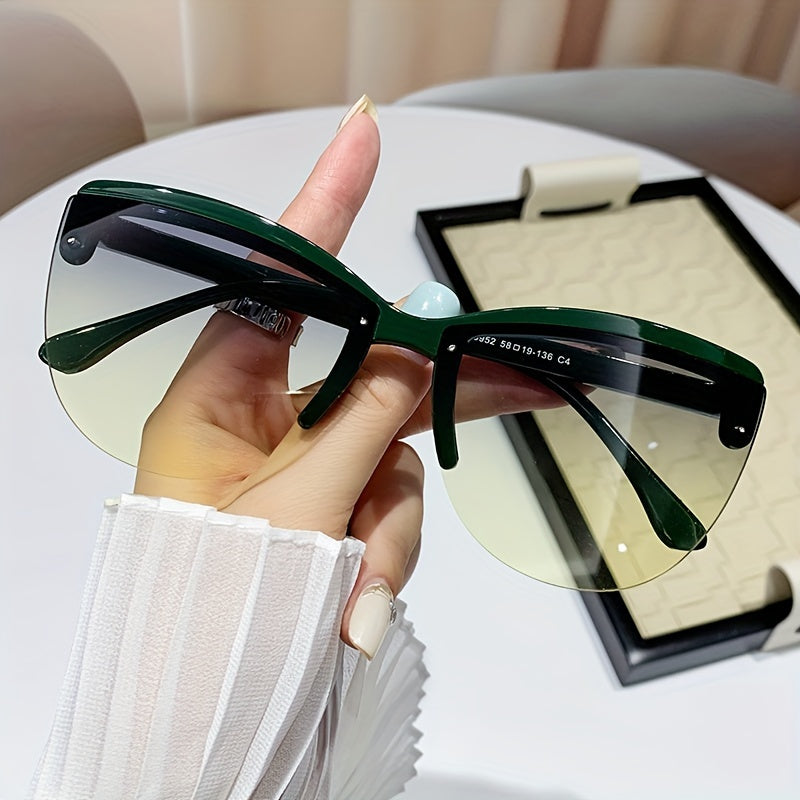 2024 Semi-Rimless Plastic Eyeglasses Big Frame Vintage Net Red Circle Unisex