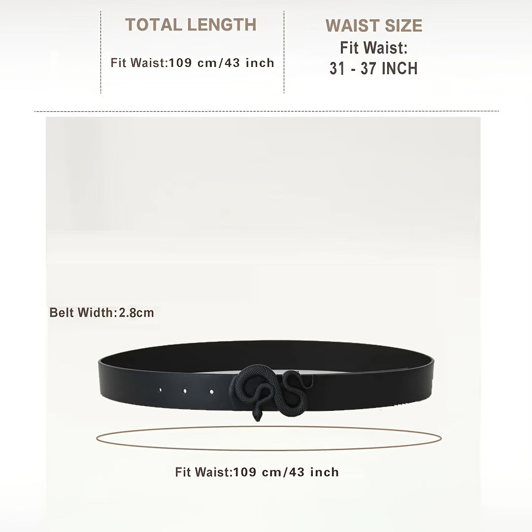 Ayollar uchun vintage uslubdagi PU charm belbog'i, ilon shaklidagi buckli bilan retro kiyimlar uchun