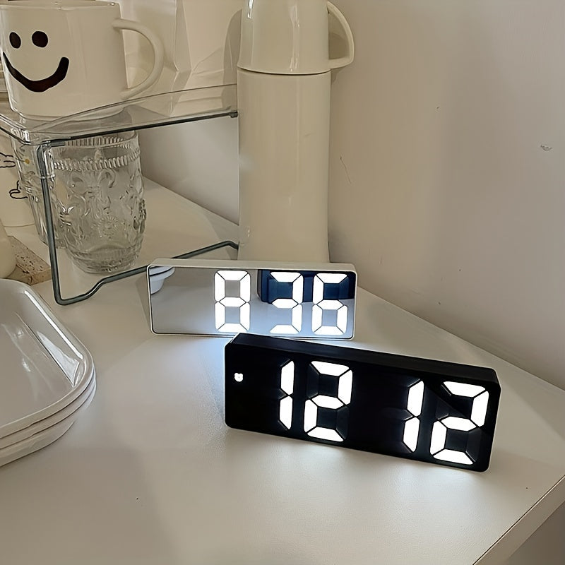 Smart LED Desk Alarm Clock with Voice Control Silent Snooze Wake Up