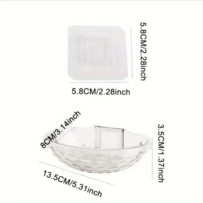 Transparent Wall-Mounted Soap Dish No Drilling Bathroom Storage 13.5x7.9x3.5cm