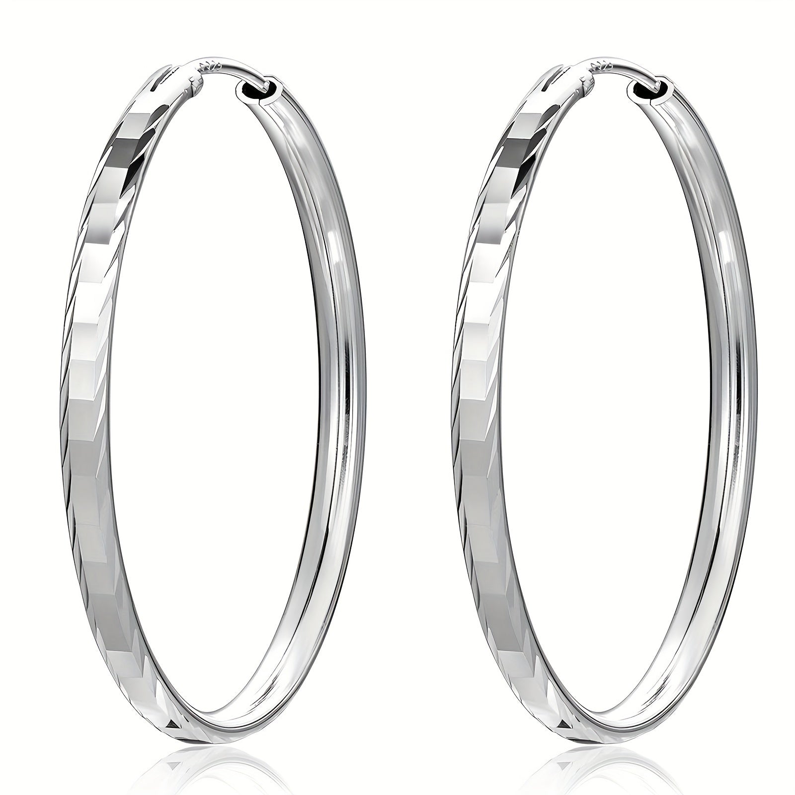 925 Sterling Silver Gipoallergenik Silli Doira Halqa Sirg'alar, Nafis va Jozibador Usul, Ayollar uchun mukammal, Sovg'a Qutisi bilan birga keladi