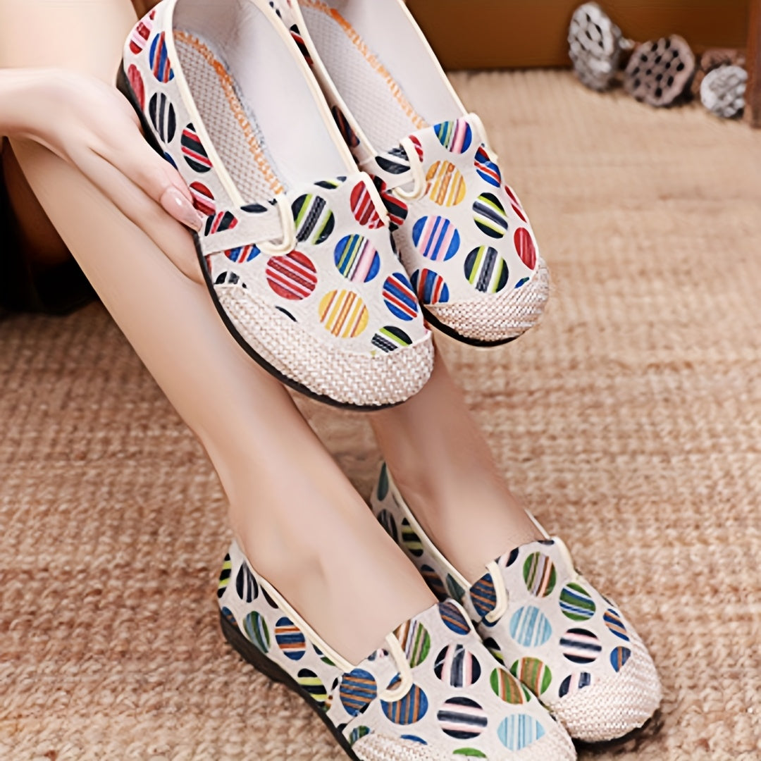 Zapatos planos étnicos para mujer, mocasines sin cordones, cómodos, con suela de tela