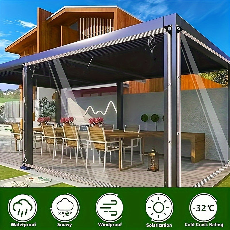 Transparent Waterproof Tarp with Eyelets and Drawstring Closure for Outdoor Use