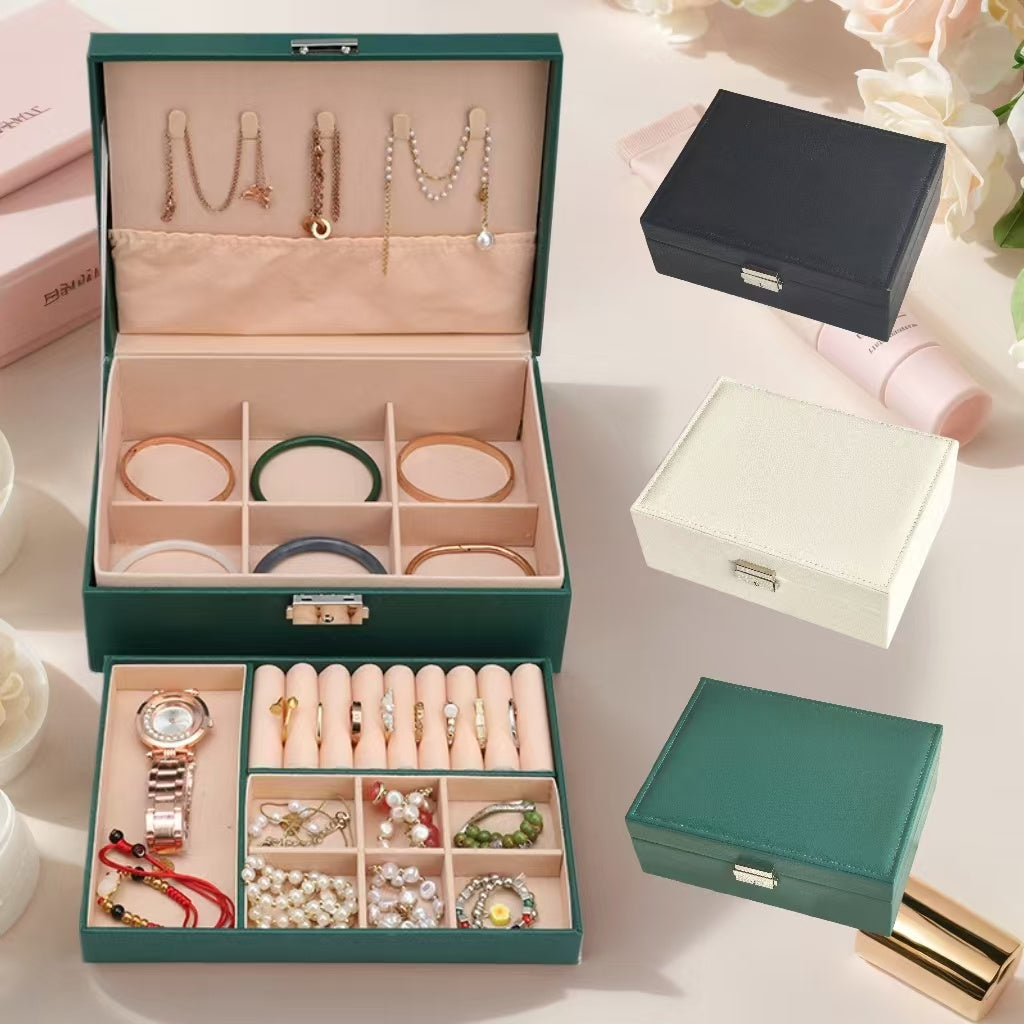 Caja de almacenamiento para joyas de lona impermeable, organizador para anillos, pendientes, collares y pulseras, para debajo de la cama