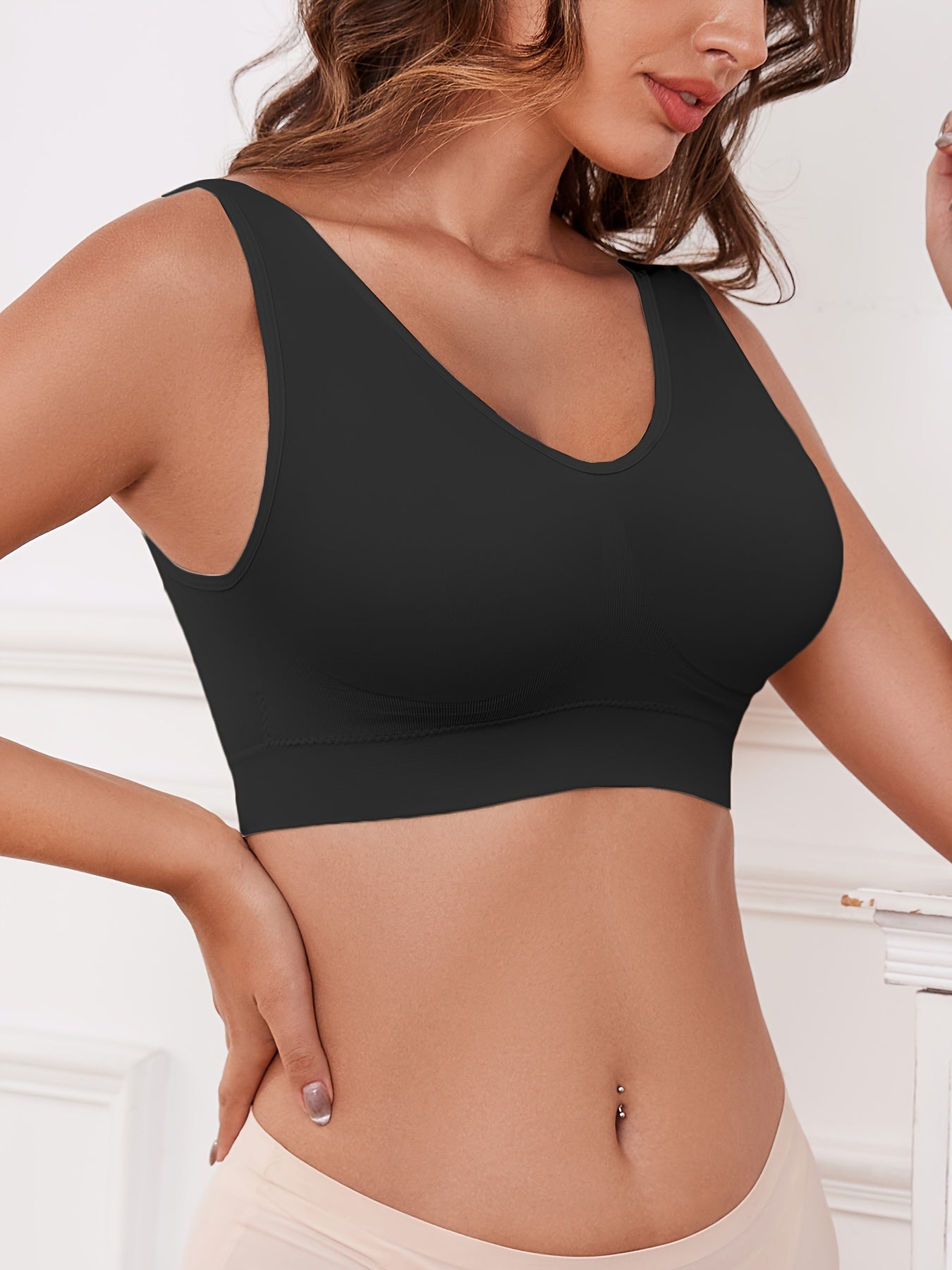 Women's Wireless Sports Bra High Support Yoga Running Push-Up