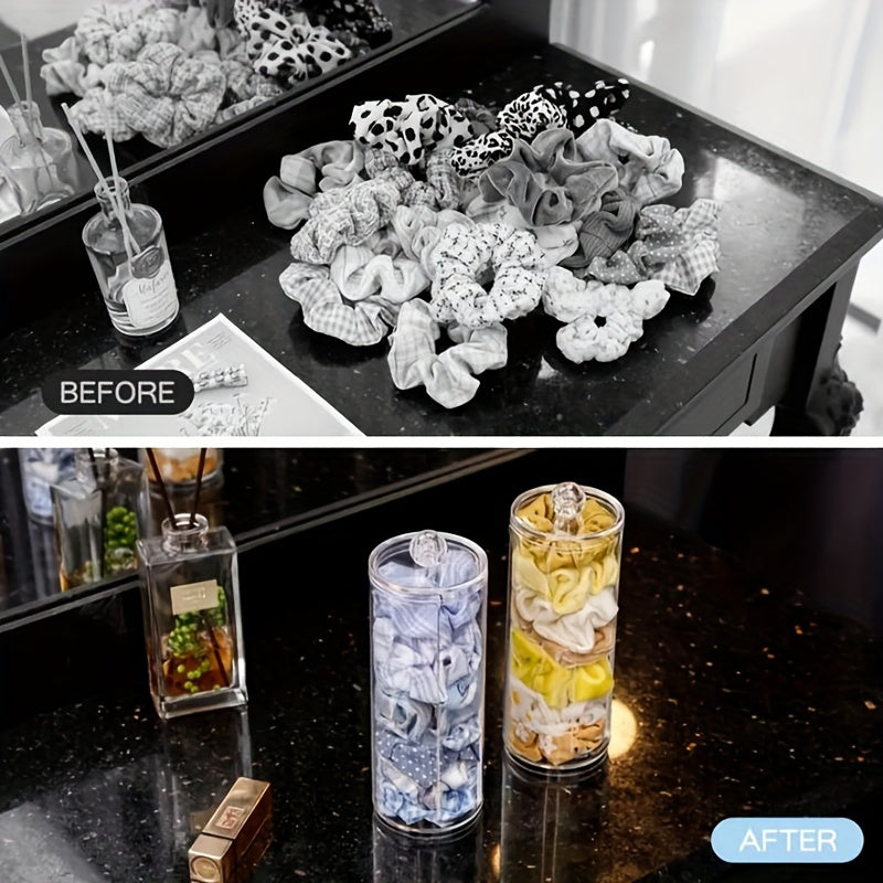 Organizador de lazo para cabello de acrílico y cosméticos para almacenamiento en la encimera del baño