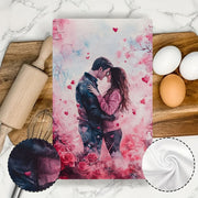 Set of 2 Soft Kitchen Towels Cherry Blossom Heart Design 40x60cm Absorbent