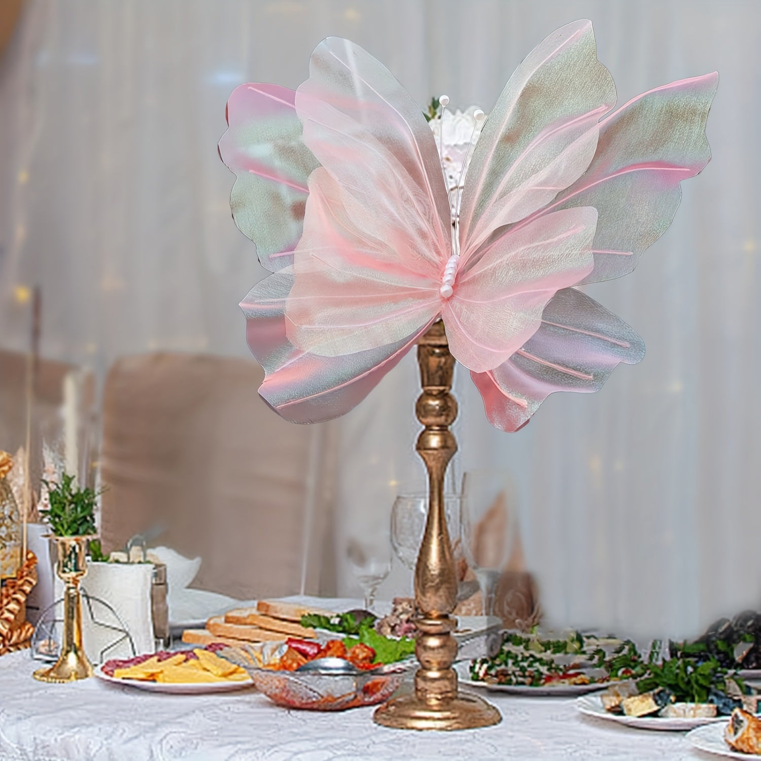 Large Silk Yarn Artificial Butterfly Wall Decor 50cm Freestanding Wedding Room Decoration