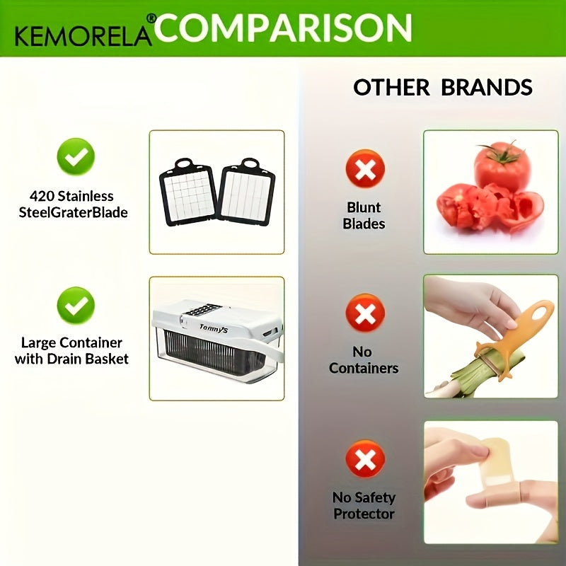 Набор для нарезки овощей и фруктов 15-в-1 с 7 лезвиями и корзиной для слива