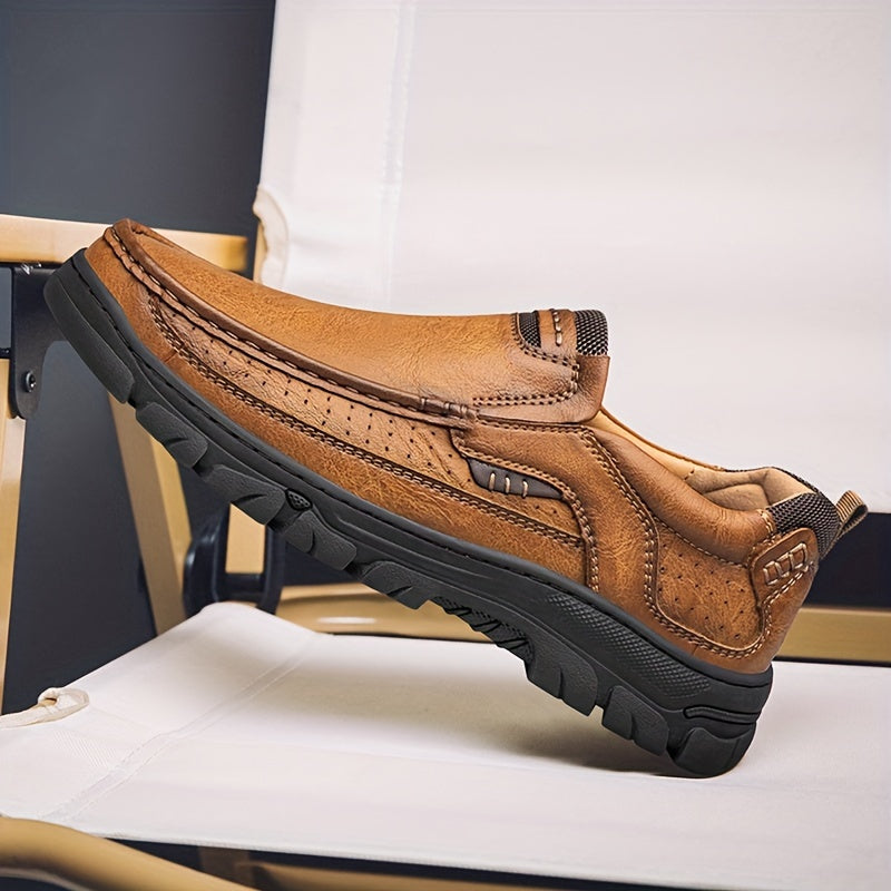 Men's Slip On Loafer Shoes Durable Non-Slip Casual Outdoor Rubber PU All-Season