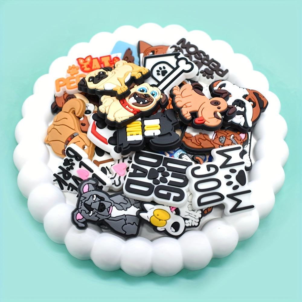 Unisex PVC Shoe Charms 23-28 Pcs Dog Paw Decor for Sandals and Wristbands