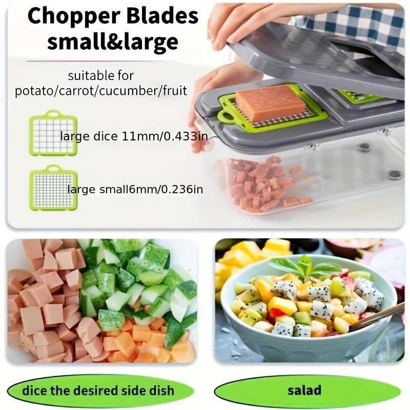 Sabzavotlarni maydalash uchun to'plam ABS 22-in-1 ko'p funksiyali meva va oziq-ovqat kesgich