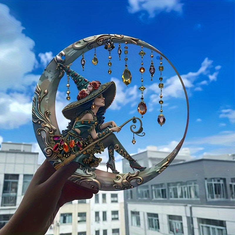 Witch Glass Window Decoration Acrylic Pendant Wall Art for Bedroom Living Room Kitchen Balcony