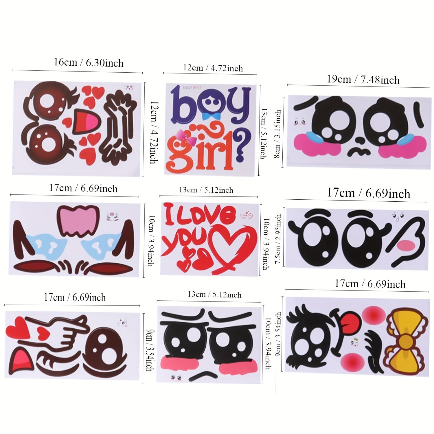 Set of 9 Vibrant Pregnancy Belly Stickers with Expressive Designs for Expectant Mothers