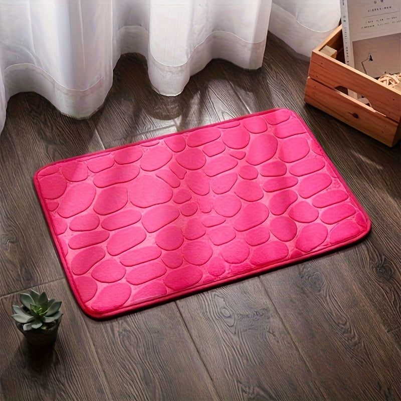 Kobblestone dizayni bilan bezatilgan hashamatli xotira ko'pik hammom gilami - Tez quriydi, sirpanmaydi va tozalash oson - Dush xonasi va hammomni bezash uchun ideal