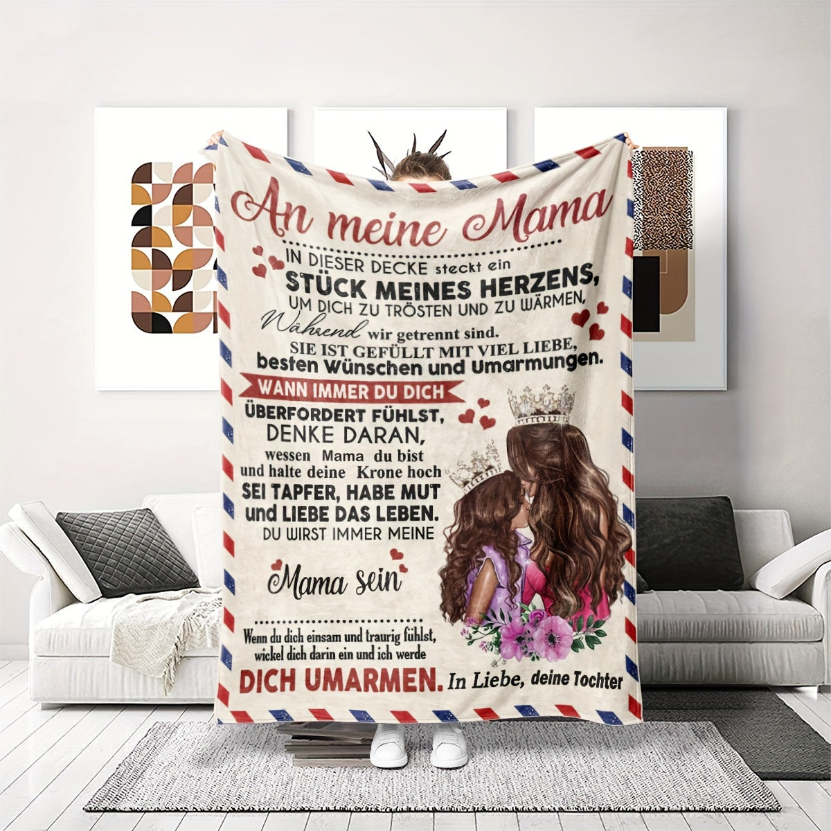 German Flannel Blanket for Mom Soft Cozy Bed Sofa Travel Gift