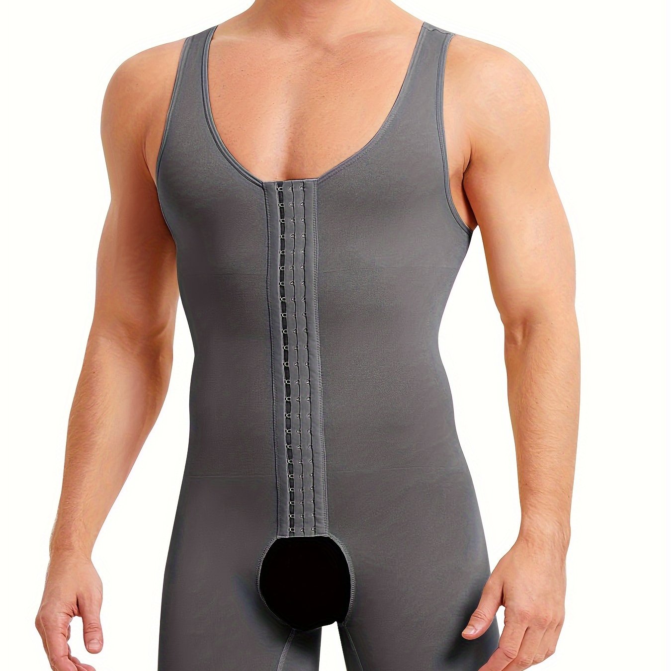 Men's Slimming Athletic Bodysuit with Tummy Control and Shoulder-Baring Design in Royal Blue High-Elastic Nylon Spandex for Fitness Recovery All-Season