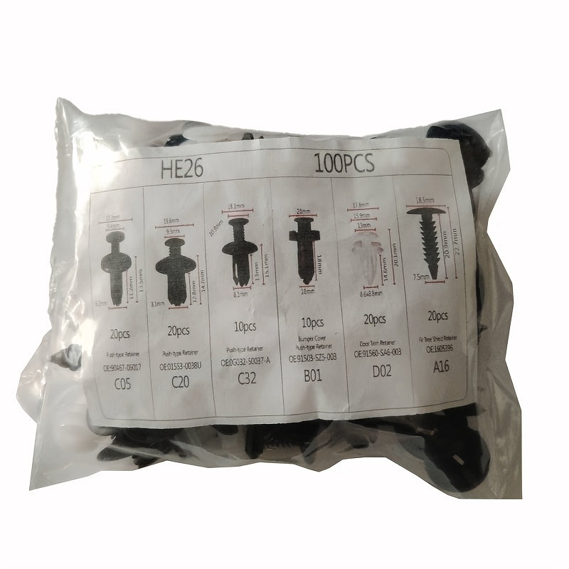 Набор пластиковых клипс для бамперов автомобиля 100/190 шт. авто-кнопки