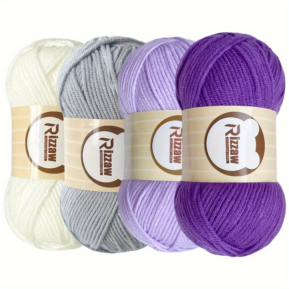 Morandi Color Yarn Set with 4 Strands 50g for Crochet Projects Blanket Clothes Tote Bag Slippers