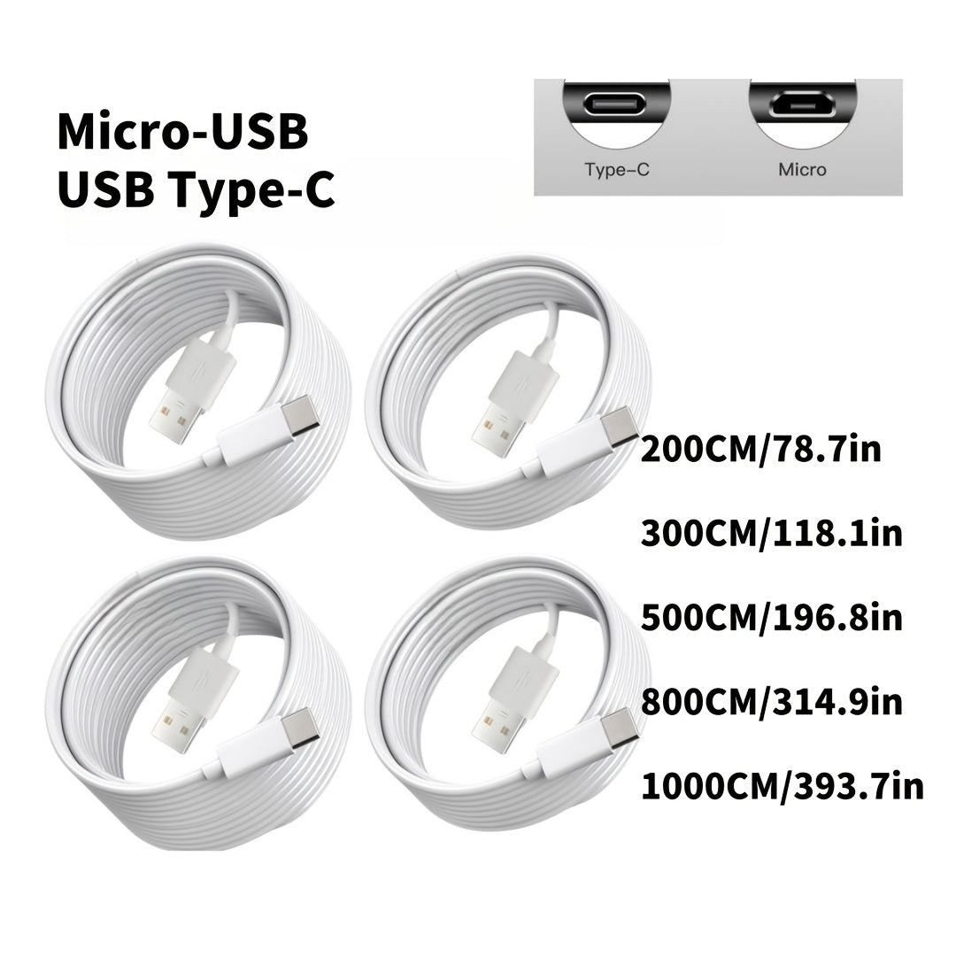 393-Inch USB Type-C and Micro-USB Charging Cable Set for Data Transfer and Device Charging