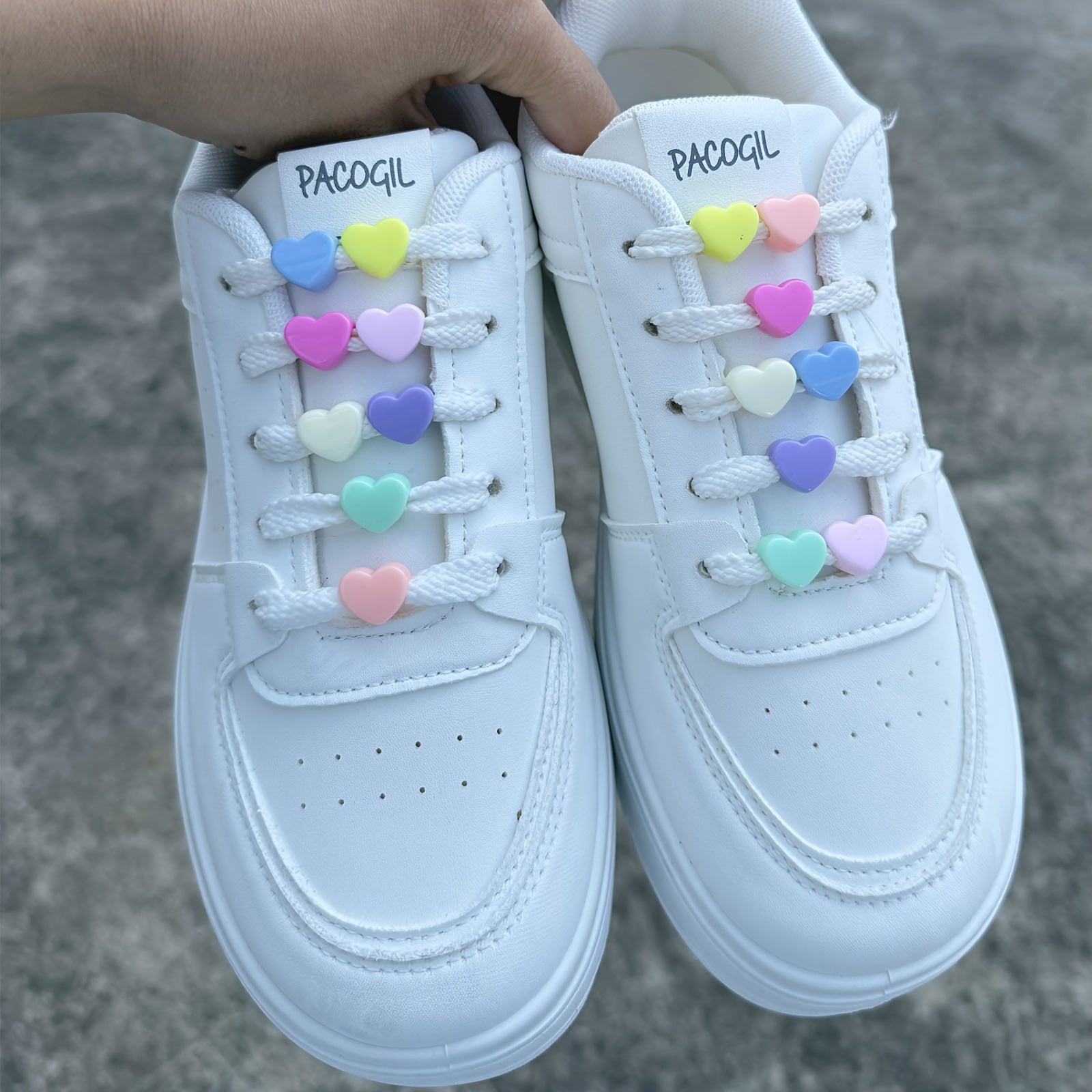 Kids Girl Colorful Heart Shoe Lace Charms 16Pcs Set