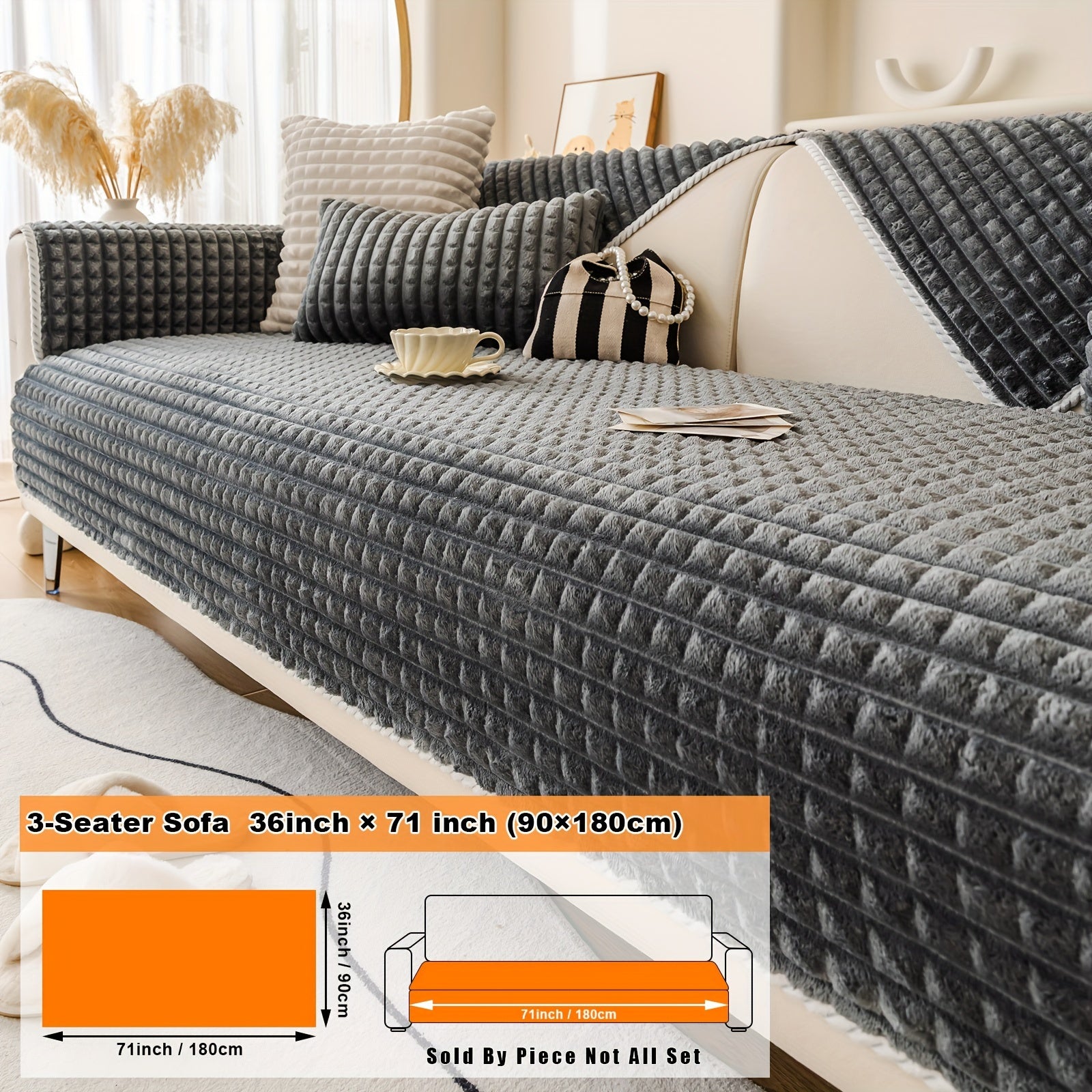 Нескользящая плюшевая накидка на диван для всей мебели, безопасная для домашних животных, легко очищается