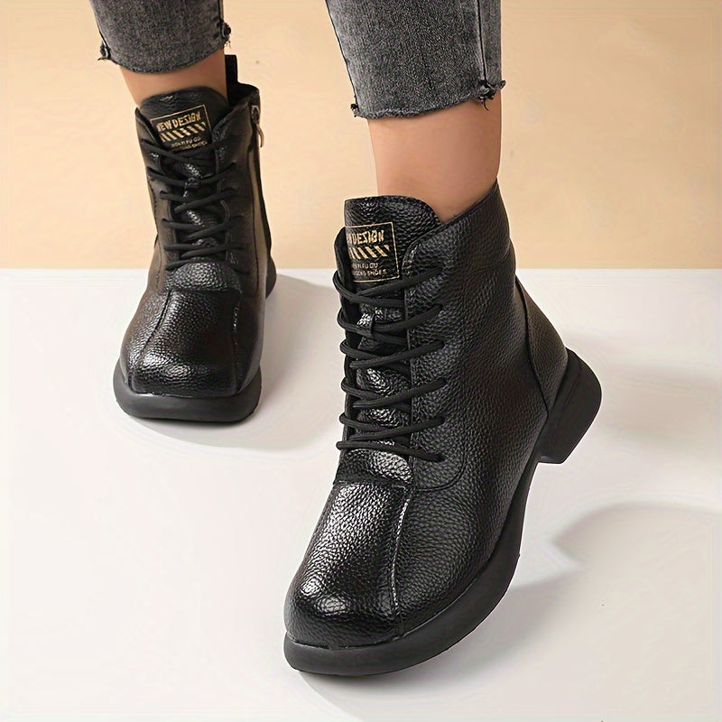 Ayollar uchun qisqa tizza o'rta qoplamali botinkalar, issiqlik uchun qoplangan, vintage uslub, qish