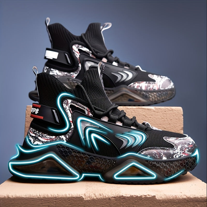 Men's Mesh Canvas High Top Sneakers for Outdoor Sports Casual Style