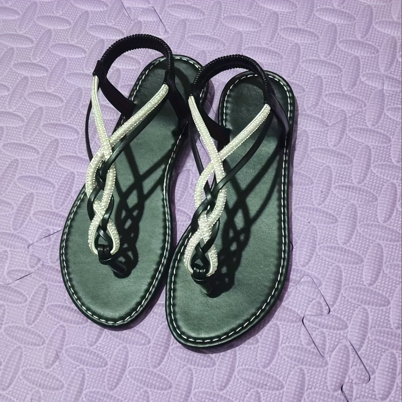 Women’s Bohemian Flat Sandals with Crisscross Straps Sparkling Accents