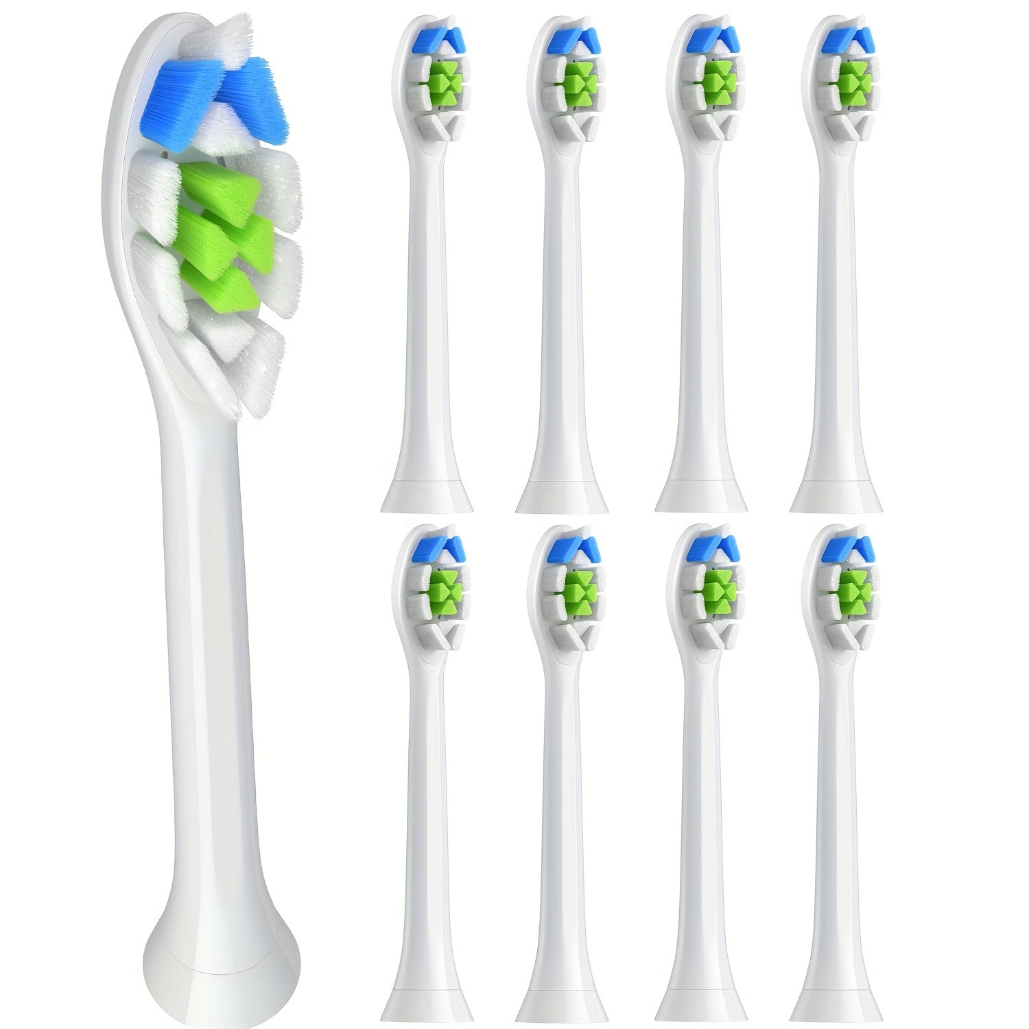 Elektr tish tozalash qurilmalari bilan mos keladigan 8 ta o'rnash uchun tish cho'tkasi boshliqlarining o'rnash uchun.