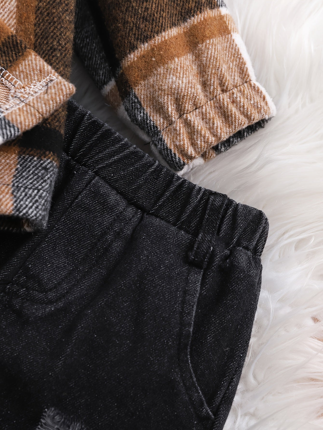 Kichkina erkaklar uchun toʻqilgan kapushonli koʻylak va kundalik jinsi shimlar toʻplami, bolalar uchun kuz bahor