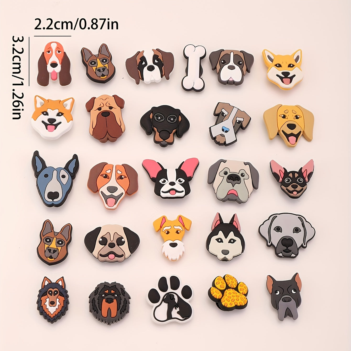 39 Pcs Vibrant PVC Dog Charms for Sandals, Assorted Cartoon Canine Designs