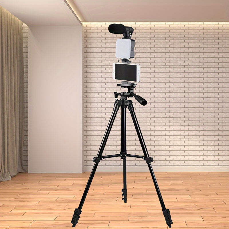 Vlogging Kit with Tripod Microphone and Lights for Live Streaming and Photography Black