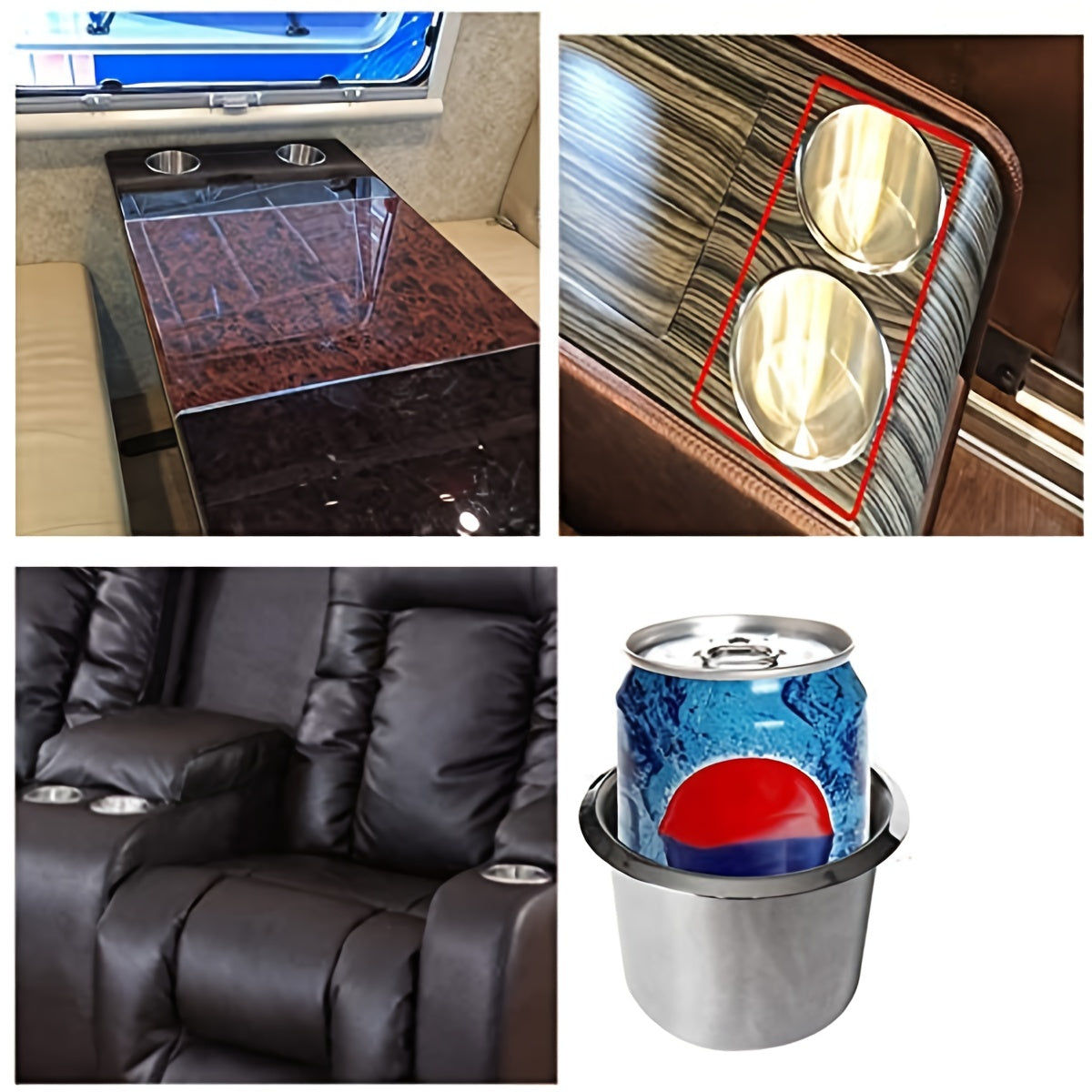 Stainless Steel Cup Holder Drop-In Mount for RV Boat Camper 1 Pack