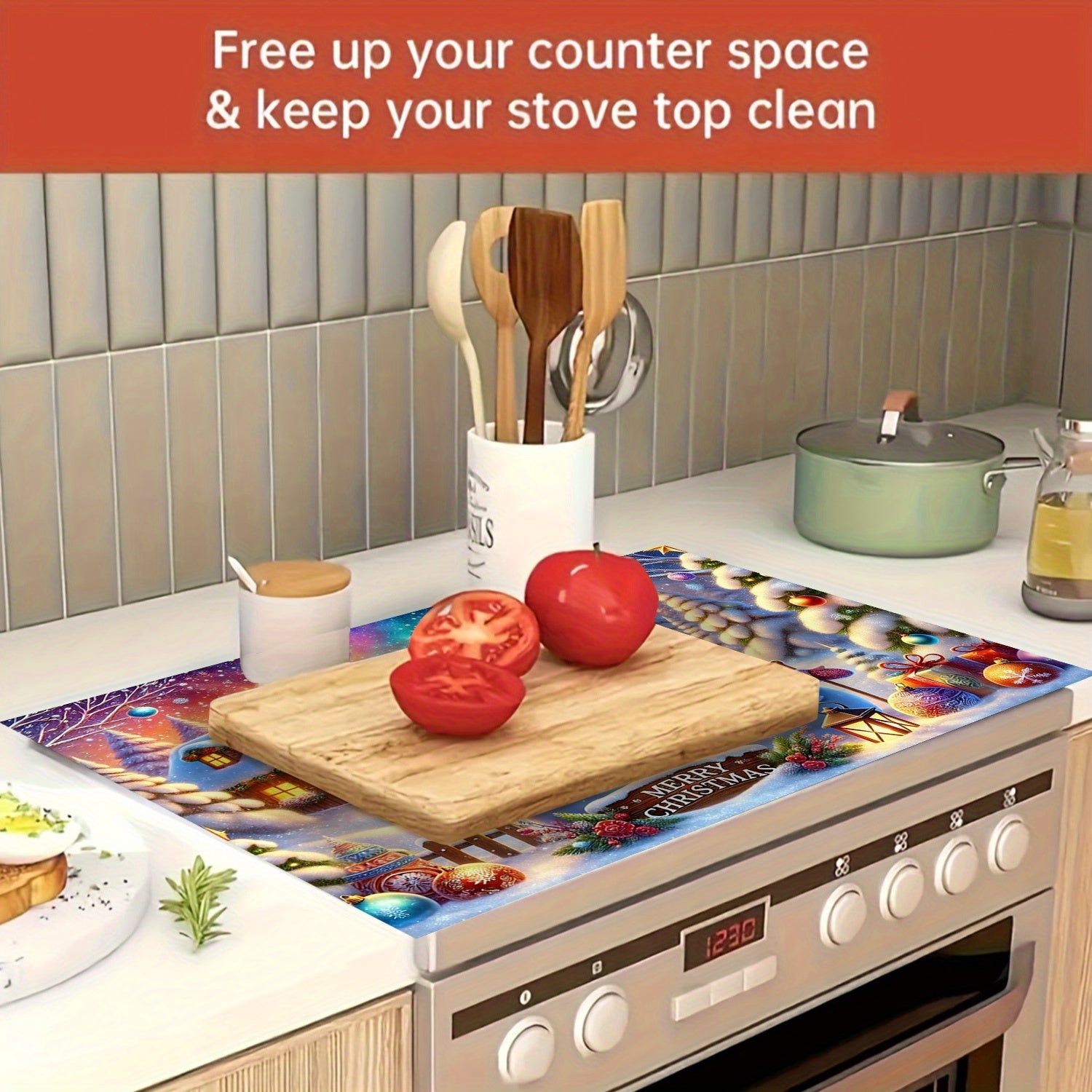 Christmas Snowman Stove Top Protector Waterproof Anti-Slip Cover for Electric Glass Cooktops