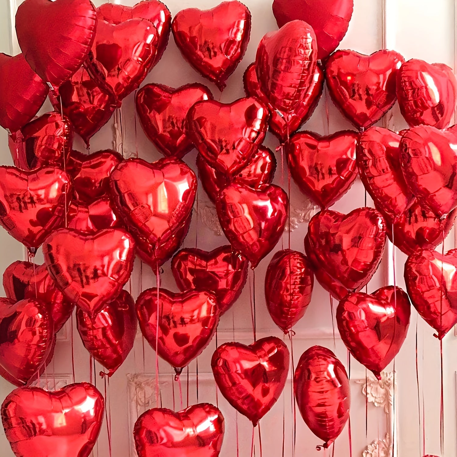Red Heart Pink Silver Aluminum Balloons for Weddings Birthdays Valentine's Day
