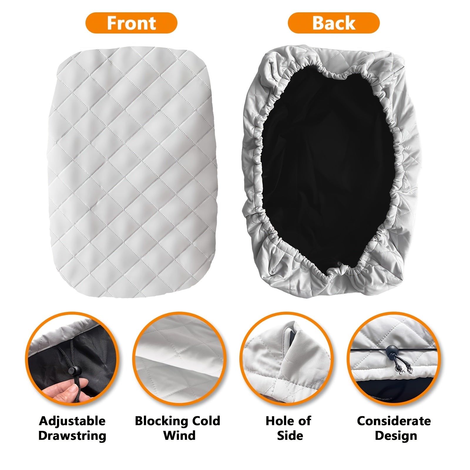 White Quilted Indoor Air Conditioner Cover 21x15x3.5 Inches Adjustable Rustproof Protector