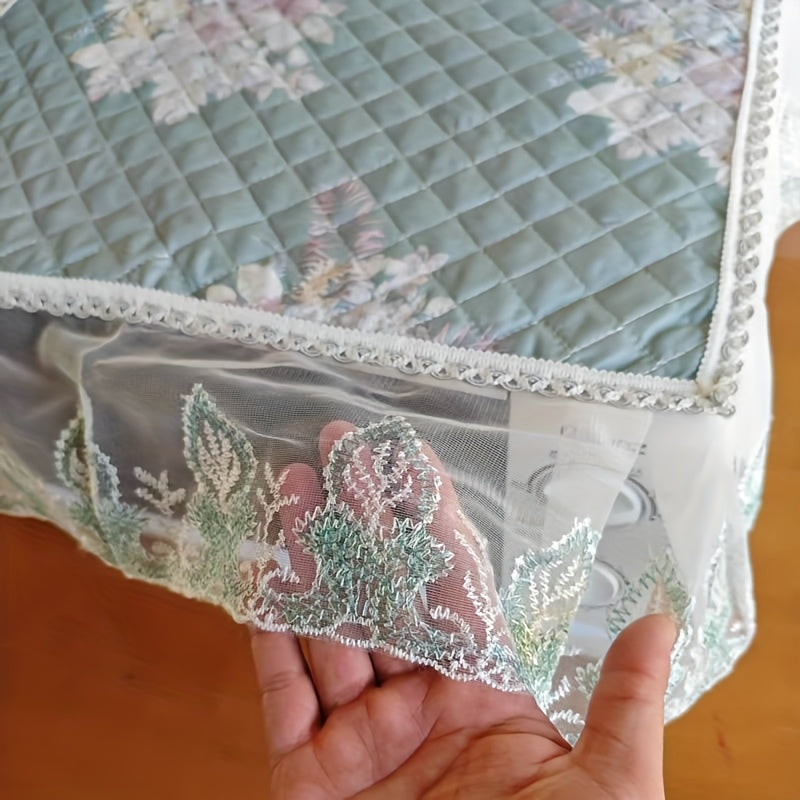 Европейская кружевная вышитая крышка для микроволновки с цветочным узором, зеленые листья, пылезащитная