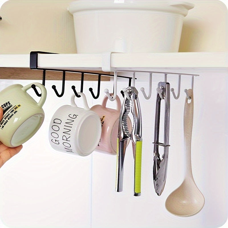 Iron Mug Rack with 6 Hooks Over-the-Cabinet Door Cup Organizer Kitchen Storage